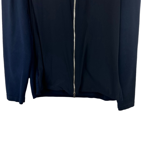 THEORY Men’s Large Bellville Navy Blue Panel Zip Up Jacket Sweater Material - Picture 4 of 16